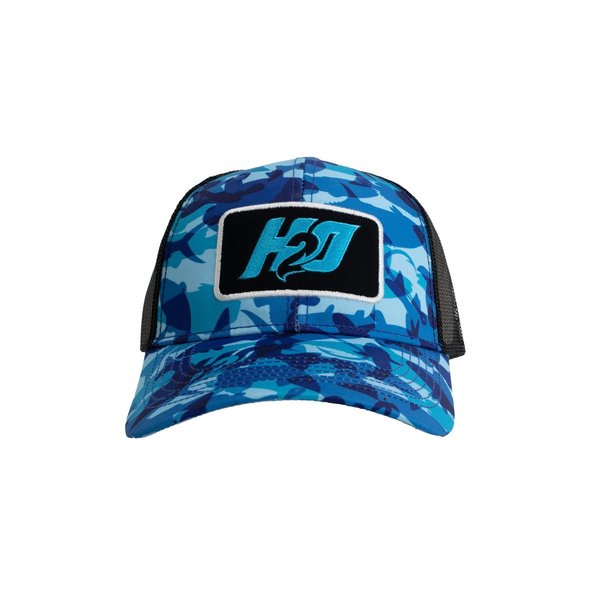 H2O H20 Logo Trucker Hat  Blue Camo H2OCAP02A